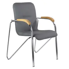 Кресло для приемных и переговорных BRABIX &quot;Samba CF-103&quot;, хром, бук (D-1), к/з серый, собрано, 532758, фото 1