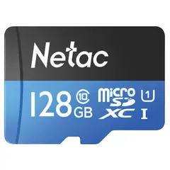 Карта памяти microSDXC 128 ГБ NETAC P500 Standard, UHS-I U1, 90 Мб/с (class 10), адаптер, NT02P500STN-128G-R, фото 1