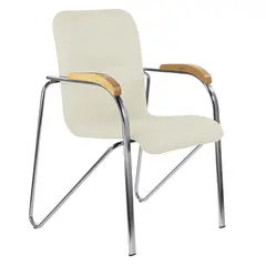 Кресло для приемных и переговорных BRABIX &quot;Samba CF-103&quot;, хром, бук (D-1), к/з бежевый, собрано, 532757, фото 1