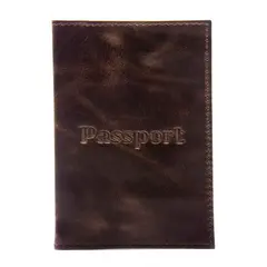 Обложка для паспорта натуральная кожа пулап, &quot;Passport&quot;, кожаные карманы, коричневая, BRAUBERG, 238197, фото 1