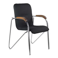 Кресло для приемных и переговорных BRABIX &quot;Samba CF-103&quot;, хром, орех (D-8), к/з черный, собрано, 532756, фото 1