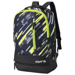 Рюкзак STAFF STRIKE универсальный, 3 кармана, черно-салатовый, 45х27х12 см, 270783, фото 1