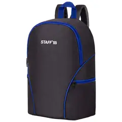Рюкзак STAFF TRIP универсальный, 2 кармана, черный с синими деталями, 40x27x15,5 см, 270786, фото 1