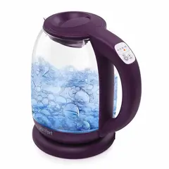 Чайник KITFORT КТ-640-5, 1,7л, 2200Вт, закрытый нагревательный элемент, ТЕРМОРЕГУЛЯТОР, стекло, фиолетовый, фото 1