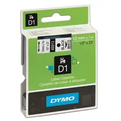Картридж для принтеров этикеток DYMO D1, 12 мм х 7 м, лента пластиковая, чёрный шрифт, белый фон, S0720530, фото 1