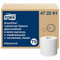Бумага туалетная 130 м, TORK (Система T9) SmartOne, КОМПЛЕКТ 12 шт., Advanced, 2-слойная, белая, 472261, фото 1