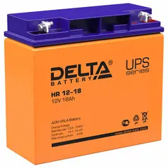 Аккумуляторная батарея для ИБП любых торговых марок, 12 В, 18 Ач, 181х77х167 мм, DELTA, HR 12-18, фото 1