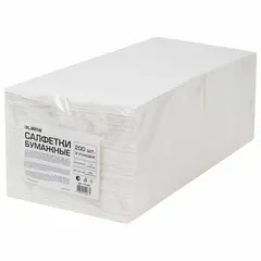 Салфетки бумажные 2-х слойные, 33x33 см, 200 штук в упаковке, 1/4 сложения, LAIMA, белые, 115402, фото 1