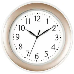 Часы настенные TROYKATIME (TROYKA) 122281201, круг, белые, золотая рамка, 30х30х3,8 см, фото 1