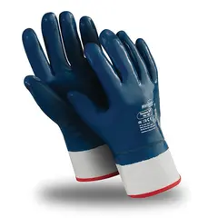 Перчатки хлопковые MANIPULA ТЕХНИК КП, нитриловое покрытие (облив) р-р 10 (XL), синие, TN-01/MG-224, фото 1