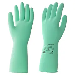 Перчатки латексные КЩС, сверхпрочные, плотные, хлопковое напыление, размер 7,5-8 M, средний, зеленые, HQ Profiline, 73583, фото 1