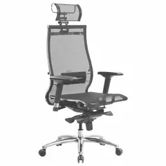 Кресло офисное МЕТТА &quot;SAMURAI&quot; S-3.05, с подголовником, сверхпрочная ткань-сетка, черное, фото 1