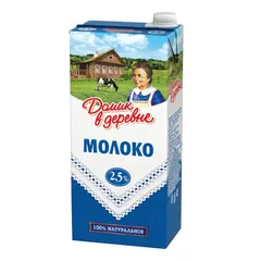 Молоко ДОМИК В ДЕРЕВНЕ, жирность 2,5%, ультрапастеризованное, картонная упаковка, 950 г, 9392, фото 1
