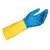 Перчатки латексно-неопреновые MAPA Duo Mix/Alto 405, хлопчатобумажное напыление, размер 9 (L), синие/желтые, фото 2