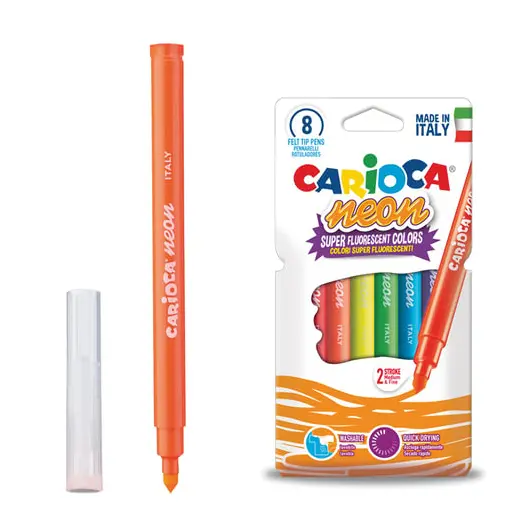 Фломастеры CARIOCA &quot;Neon&quot;, 8 цветов, флуоресцентные, суперсмываемые, картонный конверт, 42785, фото 1