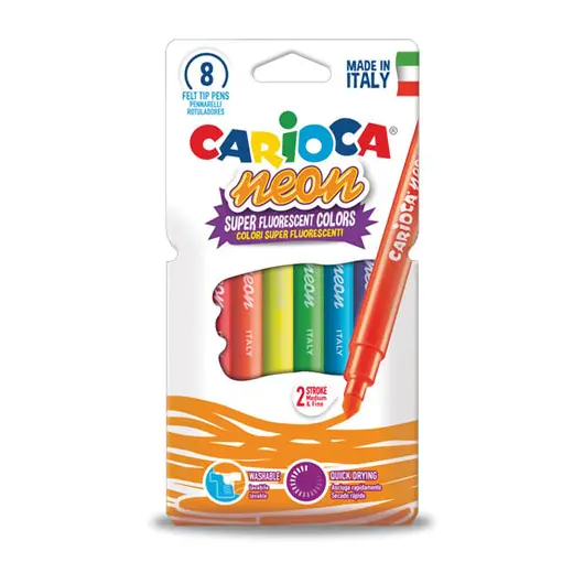 Фломастеры CARIOCA &quot;Neon&quot;, 8 цветов, флуоресцентные, суперсмываемые, картонный конверт, 42785, фото 2
