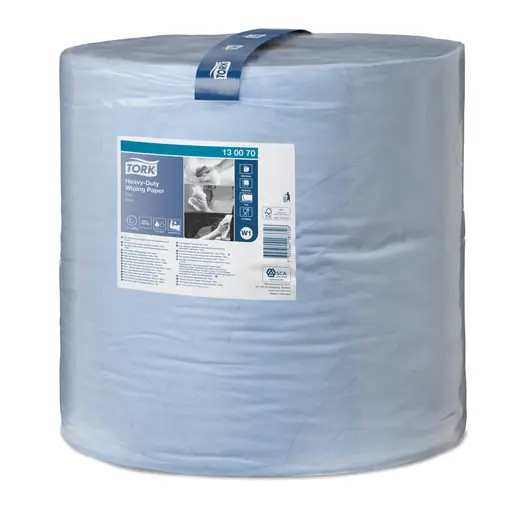 Бумага протирочная TORK (Система W1), 1000 листов в рулоне, 34х36,9 см, 2-слойная, голубая, высокой прочности, 130070, фото 1