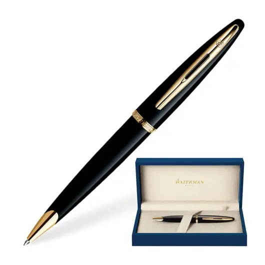 Ручка подарочная шариковая WATERMAN &quot;Carene Black Sea GT&quot;, черный лак, позолоченные детали, синяя, S0700380, фото 1