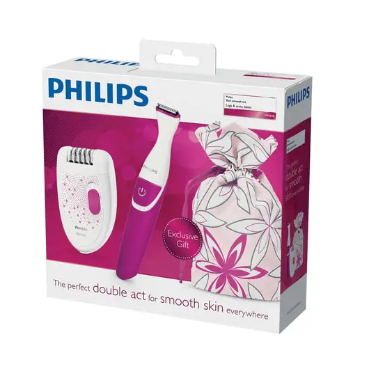 Эпилятор PHILIPS HP6548/00, 20 пинцетов, 1 скорость, сеть, в комплекте бикини-триммер, бело-розовый, фото 2