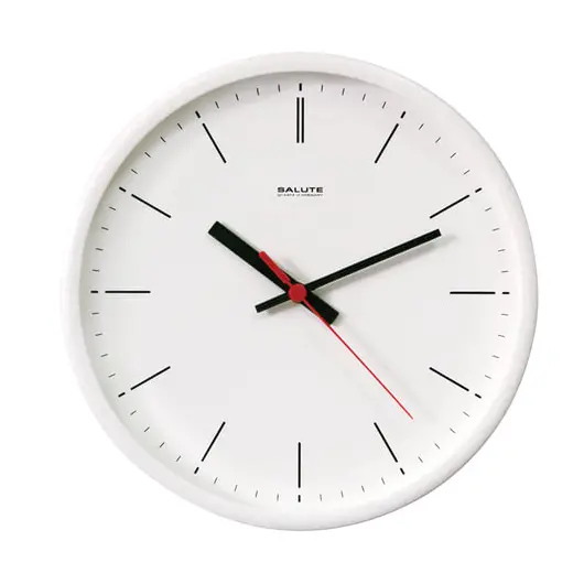 Часы настенные САЛЮТ П-2Б8-134, круг, белые, белая рамка, 26,5х26,5х3,8 см, фото 1