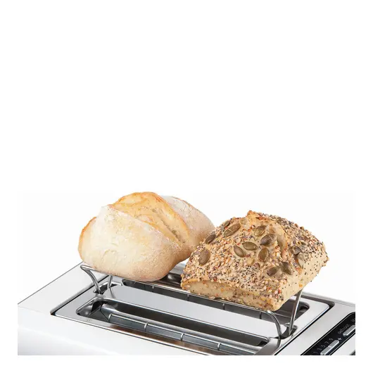 Тостер BOSCH TAT8611, 860 Вт, 2 тоста, разморозка, подогрев, решетка для булочек, нержавеющая сталь, белый, фото 6