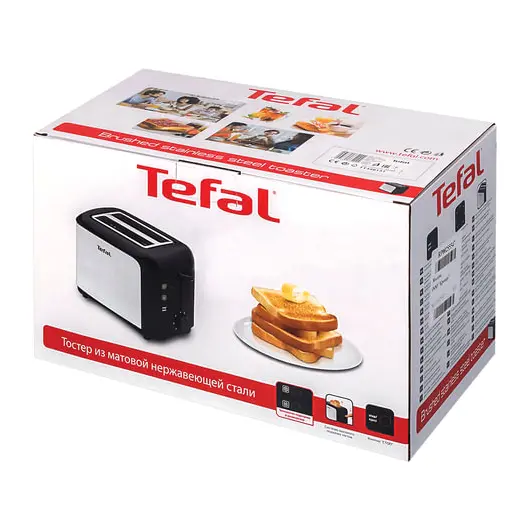 Тостер TEFAL TT356131, 850 Вт, функция разморозки, нержавеющая сталь, серебристый/черный, фото 5