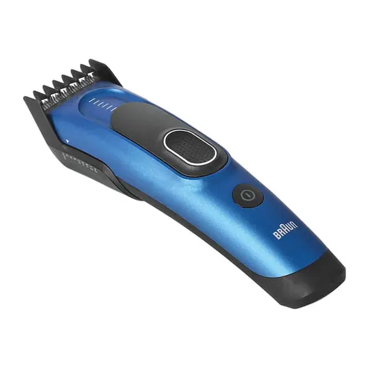 Машинка для стрижки волос BRAUN HC5030, 16 установок длины (3-35 мм), 2 насадки, сеть+ аккумулятор, синяя/черная, фото 1