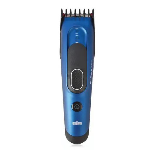 Машинка для стрижки волос BRAUN HC5030, 16 установок длины (3-35 мм), 2 насадки, сеть+ аккумулятор, синяя/черная, фото 2
