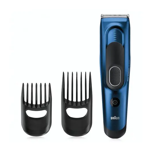 Машинка для стрижки волос BRAUN HC5030, 16 установок длины (3-35 мм), 2 насадки, сеть+ аккумулятор, синяя/черная, фото 5