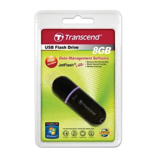 Флэш-диск 8 GB, TRANSCEND JetFlash 300, USB 2.0, черный, TS8GJF300, фото 2