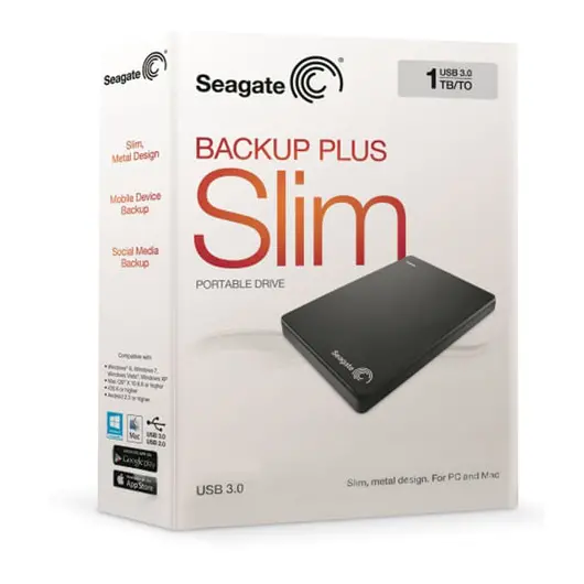 Диск жесткий внешний HDD SEAGATE &quot;Backup Plus Slim&quot;, 1 TB, 2,5&quot;, USB 3.0, черный, STDR1000200, фото 2