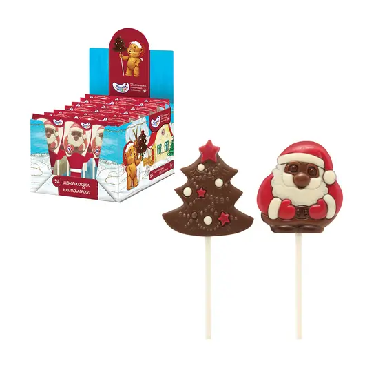Шоколад фигурный на палочке &quot;Дед Мороз&quot;, молочный, 24 г, 1496, фото 1