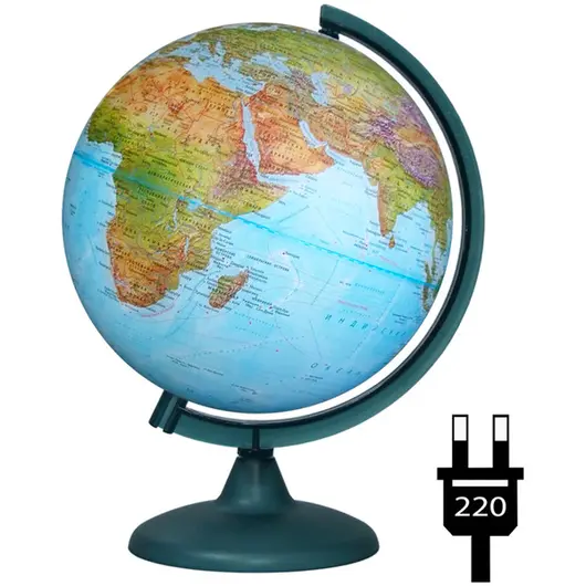 Глобус физико-политический Глобусный мир, 25см, с подсветкой на круглой подставке, фото 1