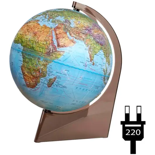 Глобус физико-политический рельефный Глобусный мир, 21см, с подсветкой на треугольной подставке, фото 1