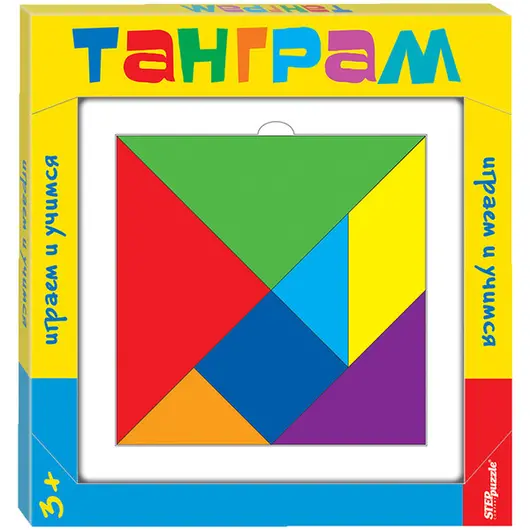 Игра-головоломка Step Puzzle &quot;Танграм&quot;, дерево, 7 цветов, от 3-х лет, картонная коробка, фото 1