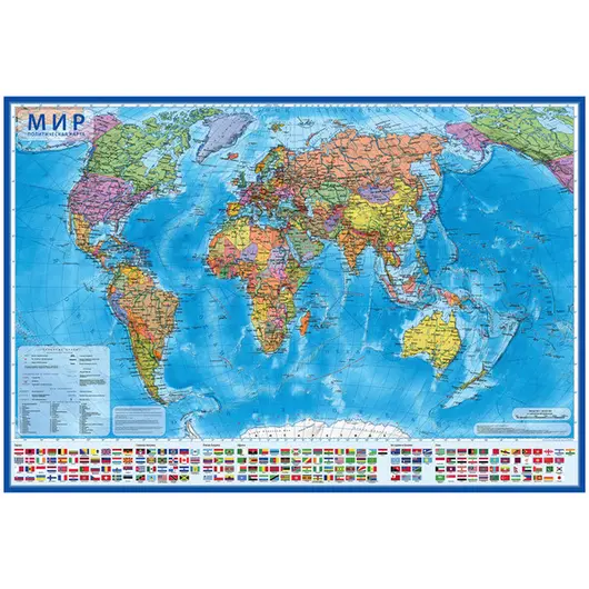 Карта &quot;Мир&quot; политическая Globen, 1:32млн., 1010*700мм, интерактивная, с ламинацией, европодвес, фото 1