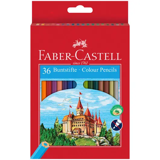 Карандаши цветные Faber-Castell, 36цв., заточен., картон, европодвес, фото 1