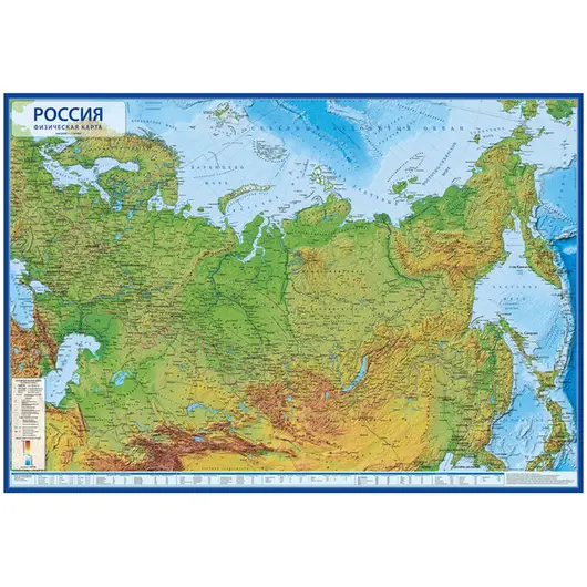 Карта &quot;Россия&quot; физическая Globen, 1:8,5млн., 1010*700мм, интерактивная, с ламинацией, европодвес, фото 1