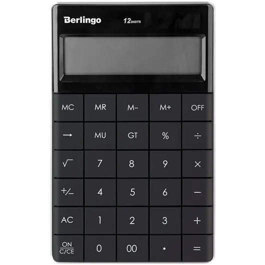 Калькулятор настольный Berlingo &quot;PowerTX&quot;, 12 разр., двойное питание, 165*105*13мм, антрацит, фото 1