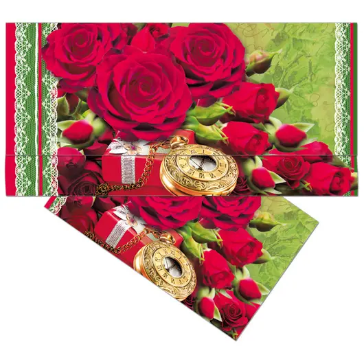 Конверт для денег Русский дизайн &quot;Красные розы&quot;, 85*165мм, лакированный, фото 1