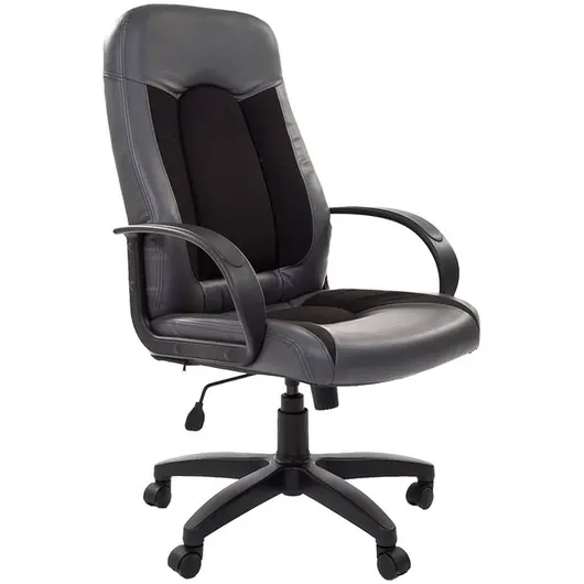 Кресло руководителя Chairman 429 экокожа серая/ткань черная, механизм качания, фото 1
