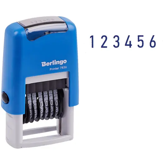Нумератор мини автомат Berlingo &quot;Printer 7836&quot;, 6 разрядов, 3мм, пластик, блистер, фото 1