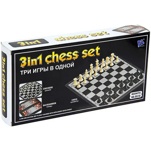 Набор игр 3 в 1 (нарды, шашки, шахматы) Veld-co, пластиковые, магнитные, картонная коробка, фото 1