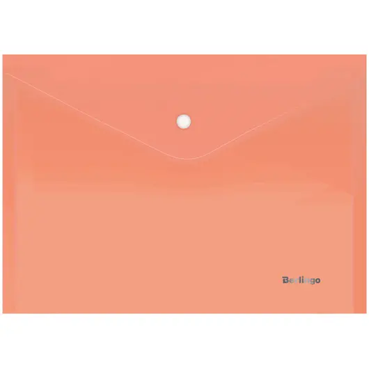 Папка-конверт на кнопке Berlingo &quot;Starlight&quot;, А4, 180мкм, прозрачная оранжевая, индив. ШК, фото 1