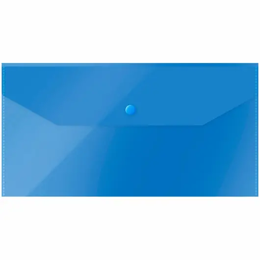 Папка-конверт на кнопке OfficeSpace С6 (135*250мм), 150мкм, полупрозрачная, синяя, фото 1