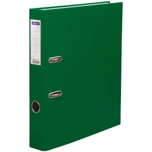 Папка-регистратор OfficeSpace, 50мм, бумвинил, с карманом на корешке, зеленая, фото 1