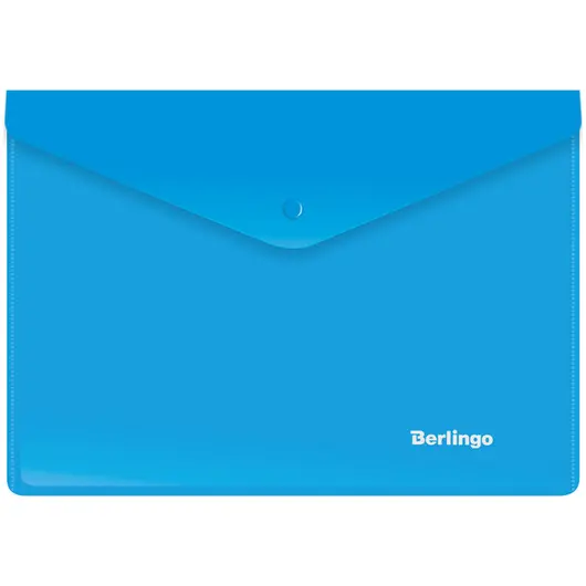 Папка-конверт на кнопке Berlingo, A5+, 180мкм, синяя, фото 1