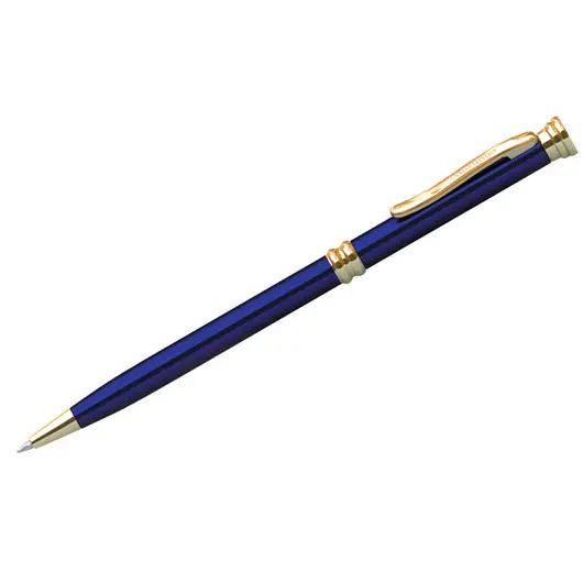 Ручка шариковая Berlingo &quot;Golden Luxe&quot; синяя, 0,7мм, корпус синий/золото, поворот., пластик. футляр, фото 1