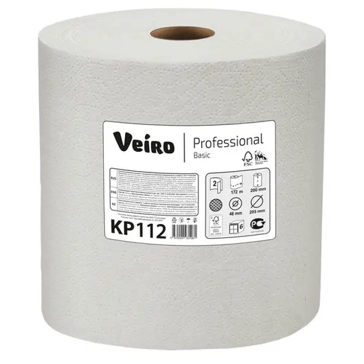 Полотенца бумажные в рулонах Veiro Professional &quot;Basic&quot;(ультрапроч), 2-слойн., 172м/рул, цвет натур., фото 1