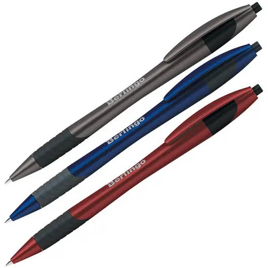 Ручка шариковая автоматическая Berlingo &quot;Metallic XL&quot; синяя, 0,7мм, грип, корпус ассорти, фото 1